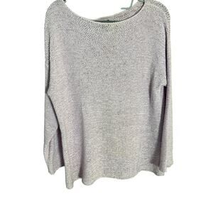 Eileen Fisher Open Knit Sweater Small Blush Pink Cotton Lightweight Boxy FLAW